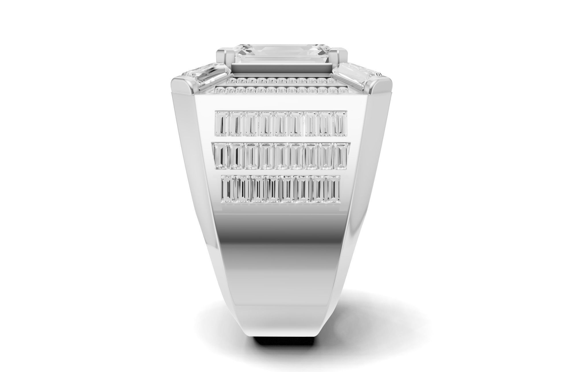 Emerald Shape with Emerald Baguette Diamond - Championship Ring 3D print model_18