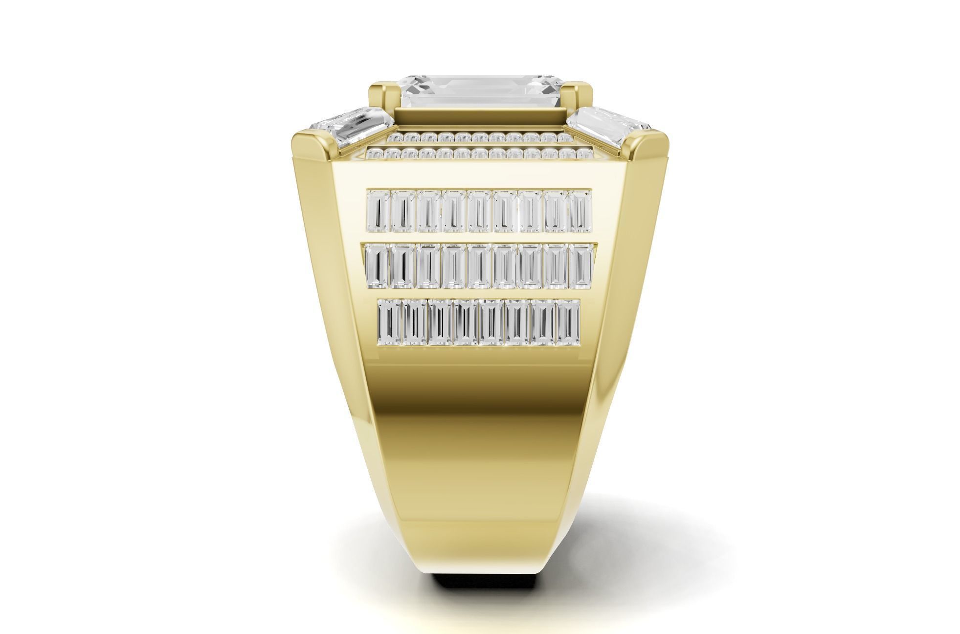 Emerald Shape with Emerald Baguette Diamond - Championship Ring 3D print model_16