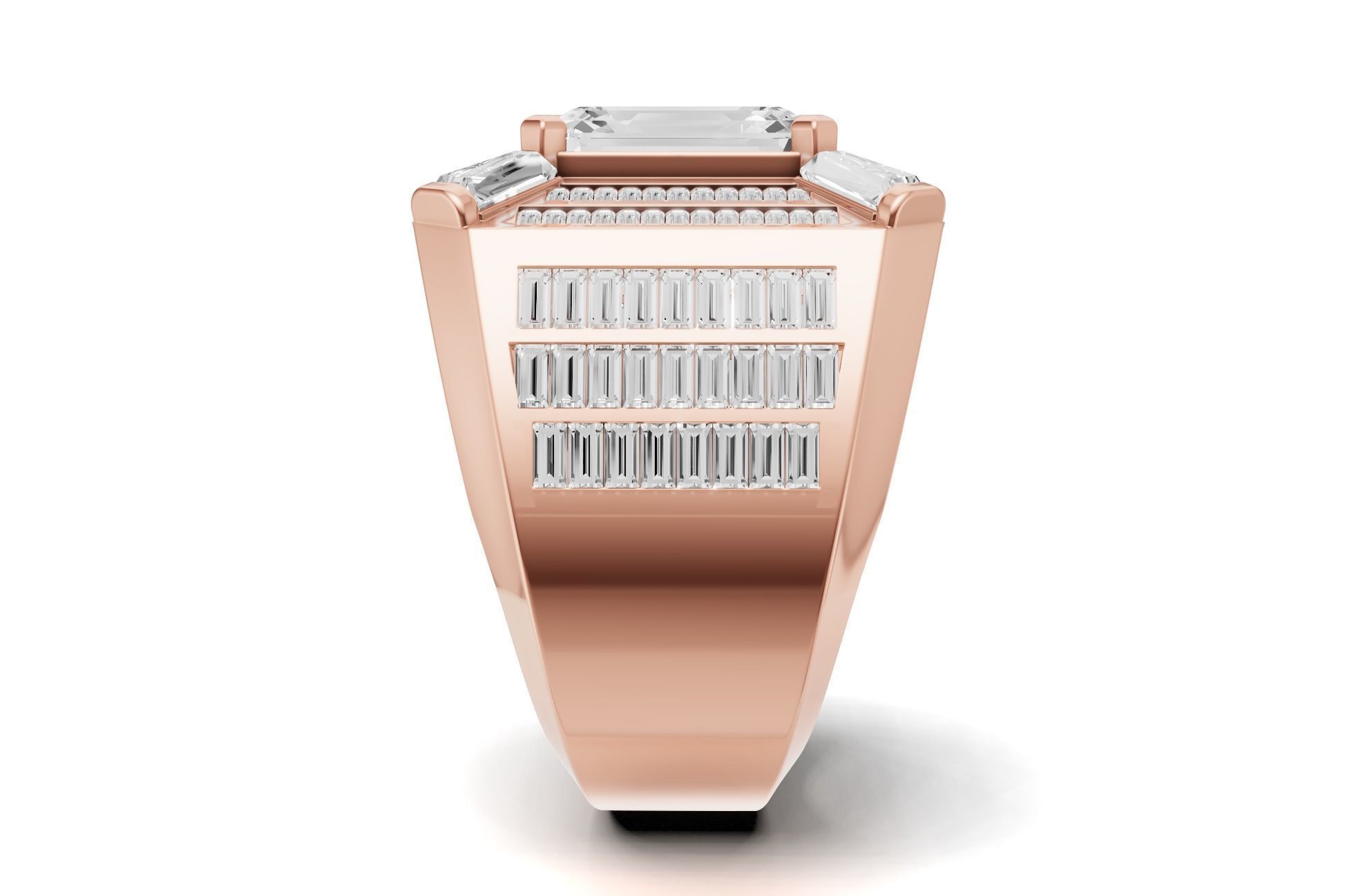 Emerald Shape with Emerald Baguette Diamond - Championship Ring 3D print model_17