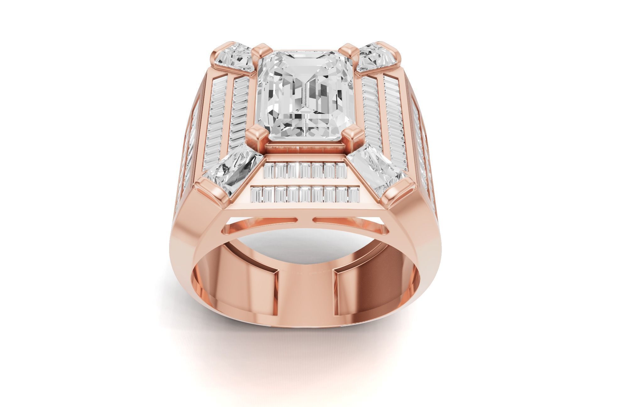 Emerald Shape with Emerald Baguette Diamond - Championship Ring 3D print model_14