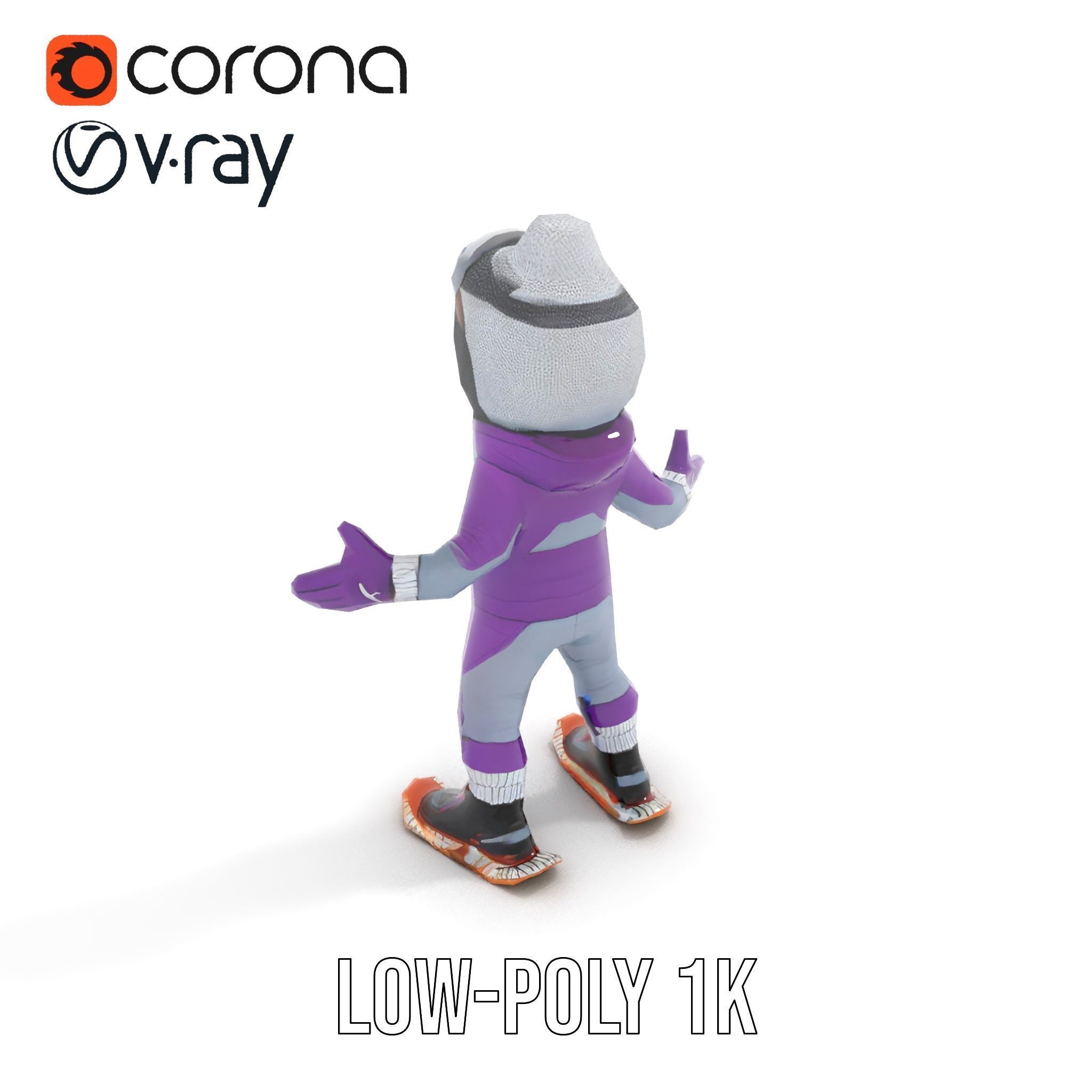 Winter Adventure Kid Rigged and Animated D Character Model Low-poly 3D model_8