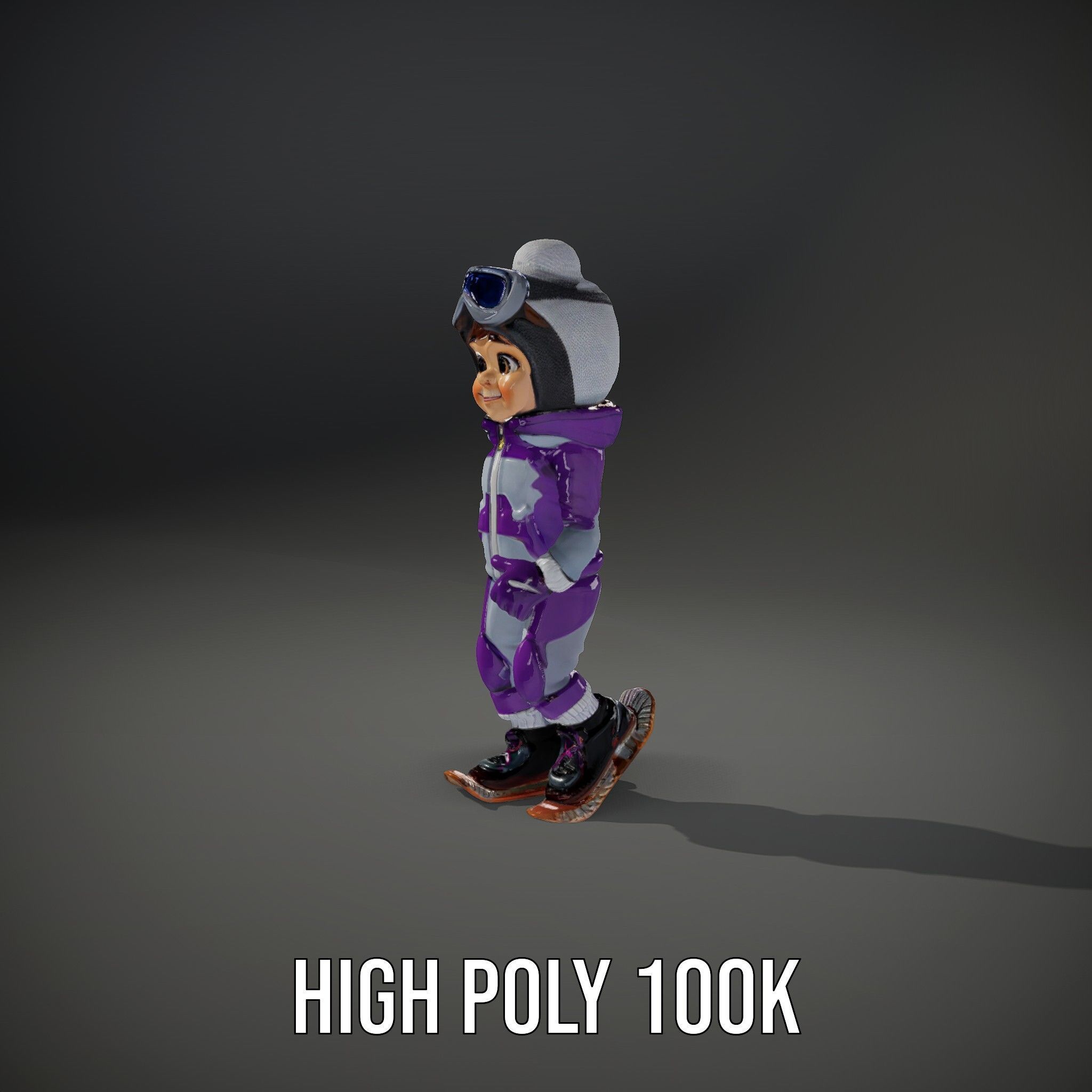 Winter Adventure Kid Rigged and Animated D Character Model Low-poly 3D model_12