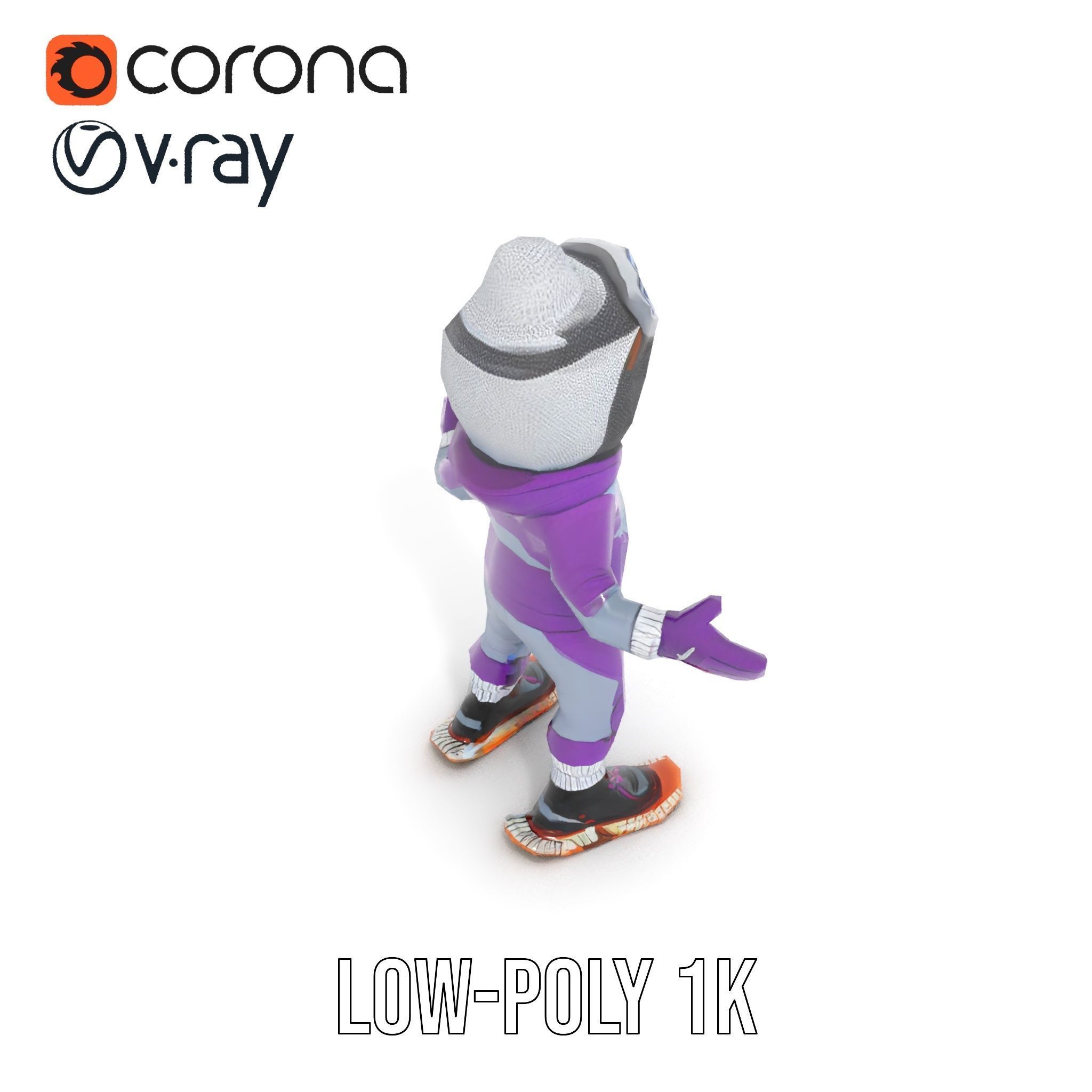 Winter Adventure Kid Rigged and Animated D Character Model Low-poly 3D model_16