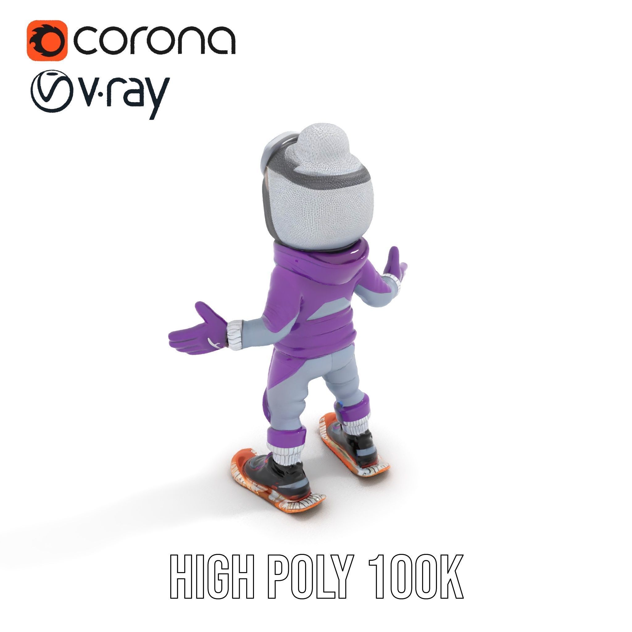 Winter Adventure Kid Rigged and Animated D Character Model Low-poly 3D model_20