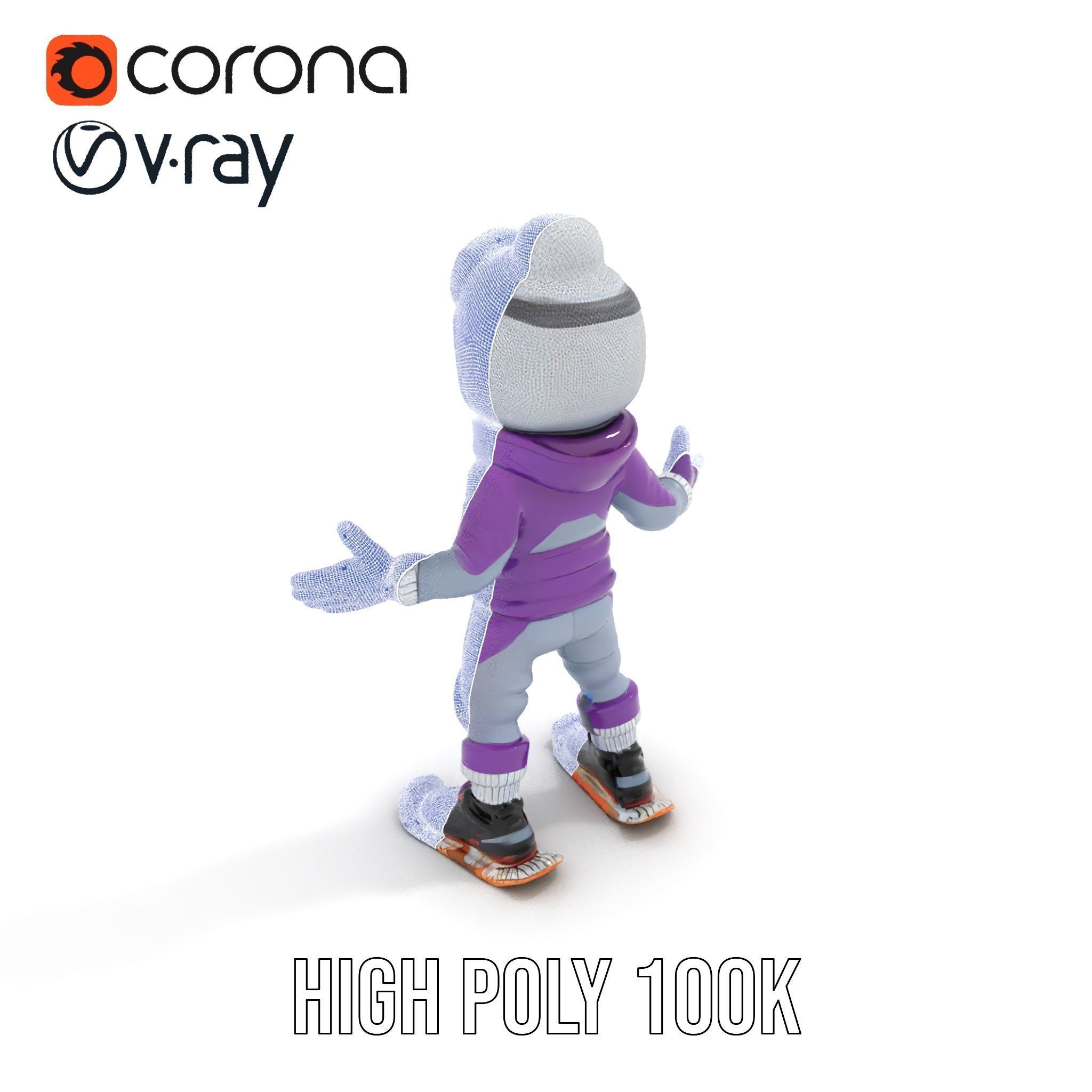 Winter Adventure Kid Rigged and Animated D Character Model Low-poly 3D model_29