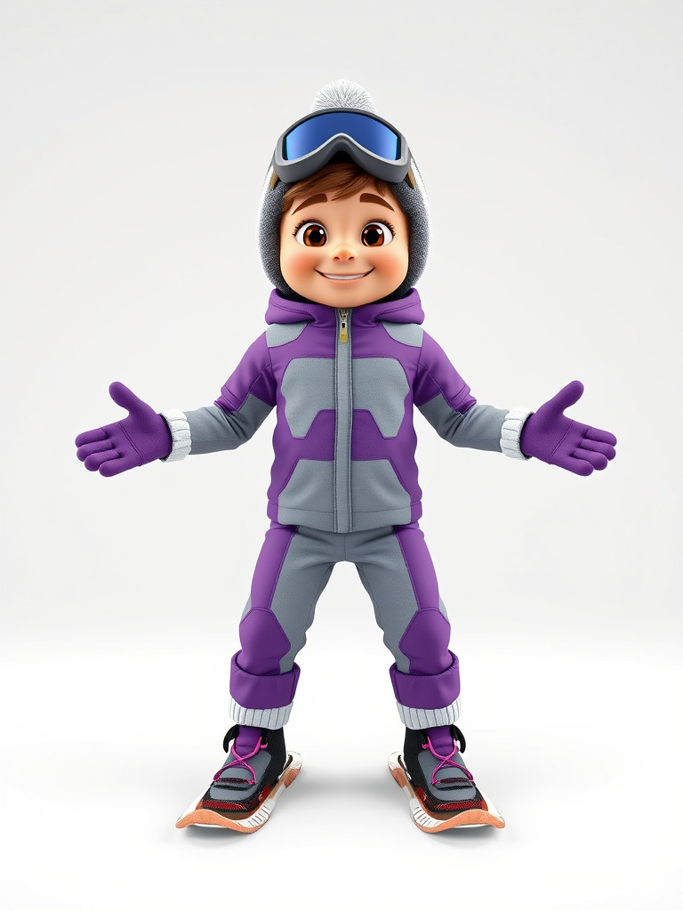 Winter Adventure Kid Rigged and Animated D Character Model Low-poly 3D model_2