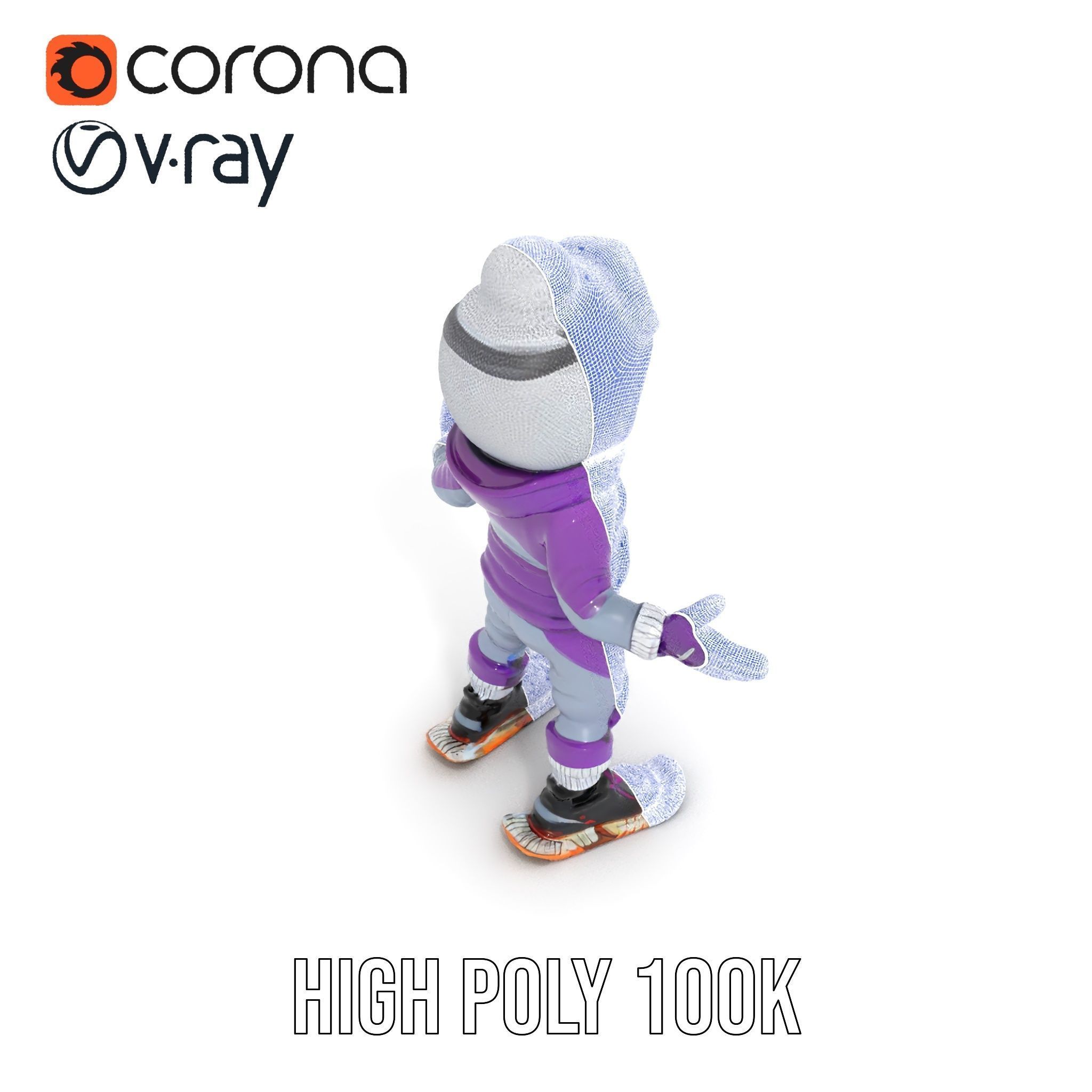 Winter Adventure Kid Rigged and Animated D Character Model Low-poly 3D model_32