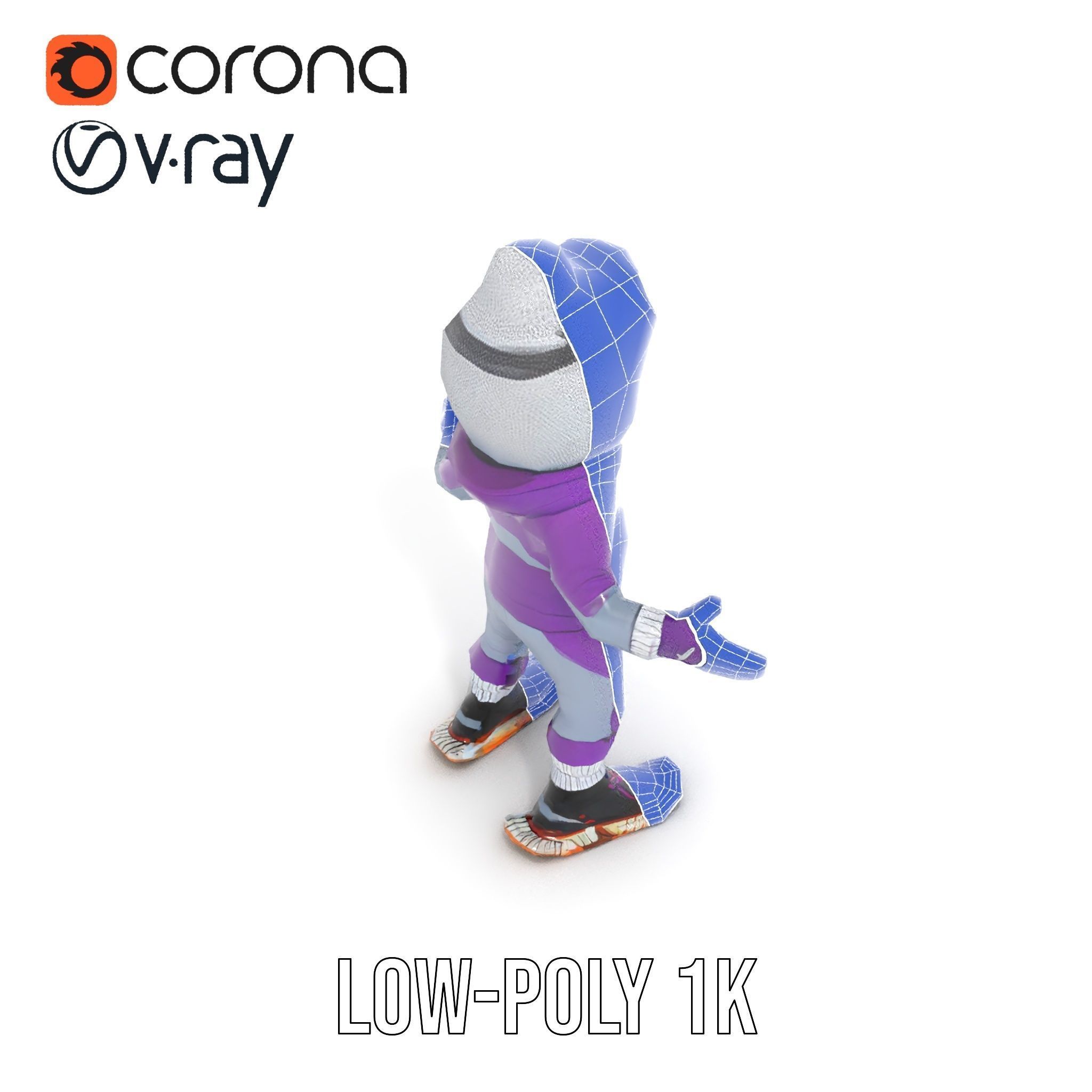 Winter Adventure Kid Rigged and Animated D Character Model Low-poly 3D model_25