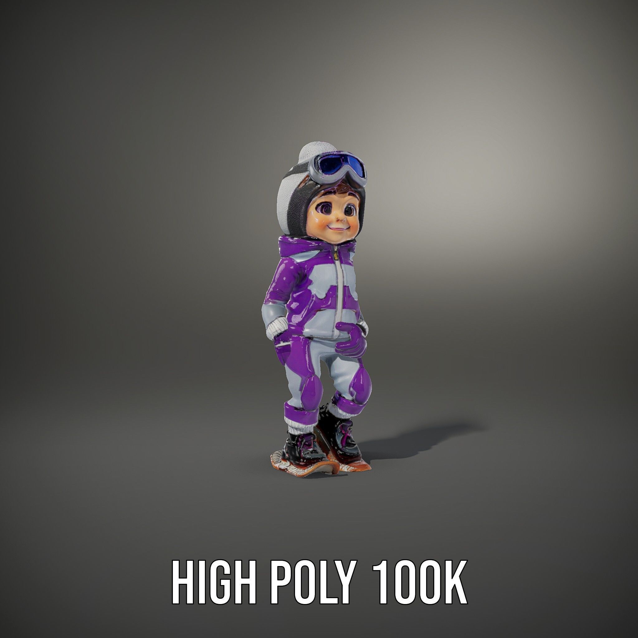 Winter Adventure Kid Rigged and Animated D Character Model Low-poly 3D model_9