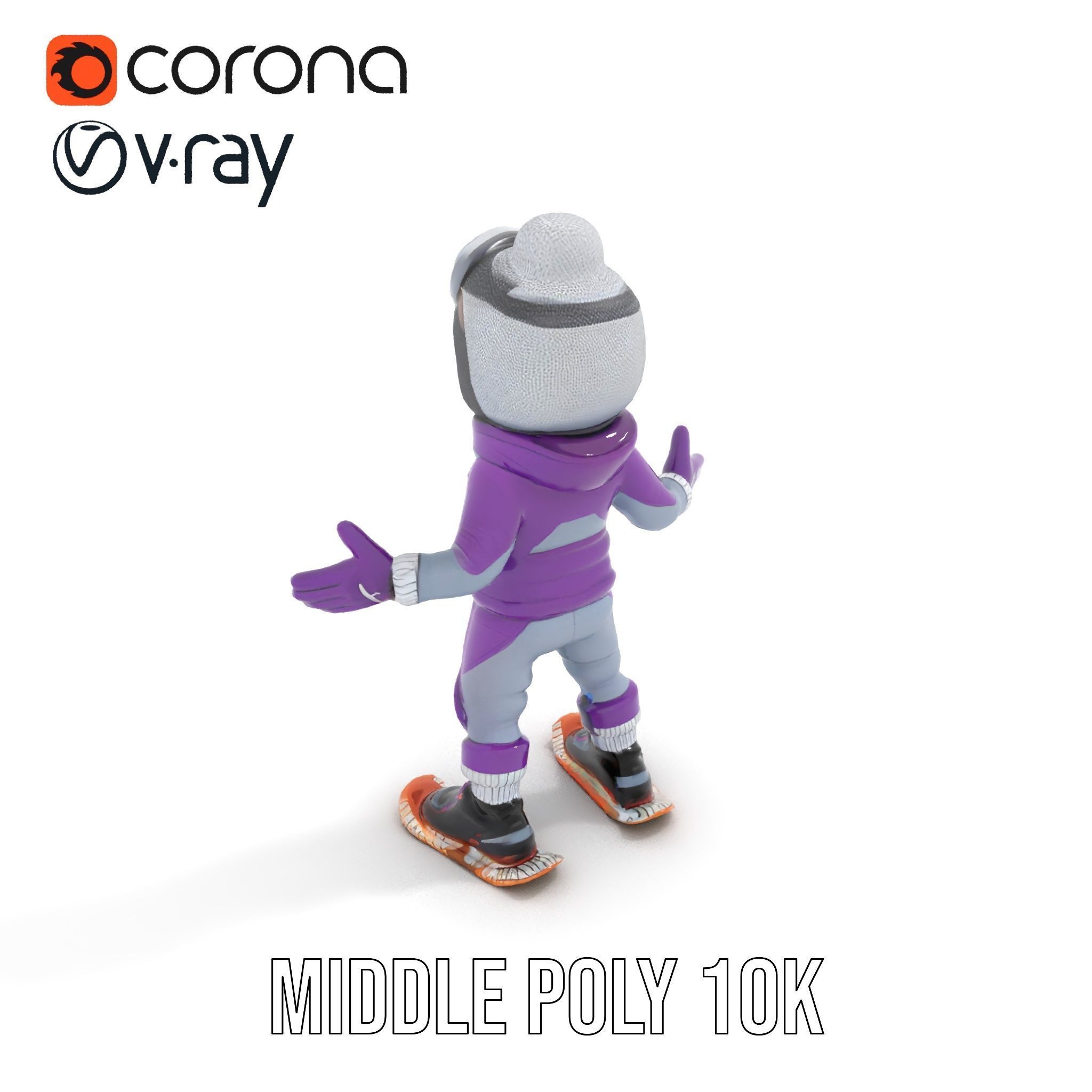 Winter Adventure Kid Rigged and Animated D Character Model Low-poly 3D model_15