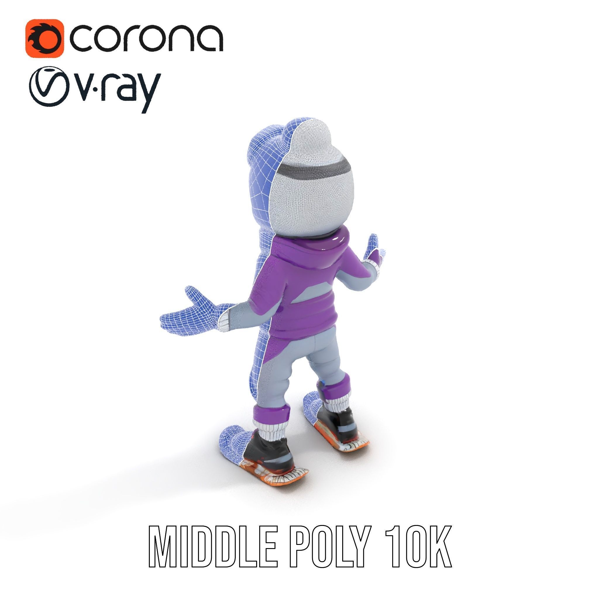 Winter Adventure Kid Rigged and Animated D Character Model Low-poly 3D model_27