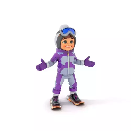 Winter Adventure Kid Rigged and Animated D Character Model