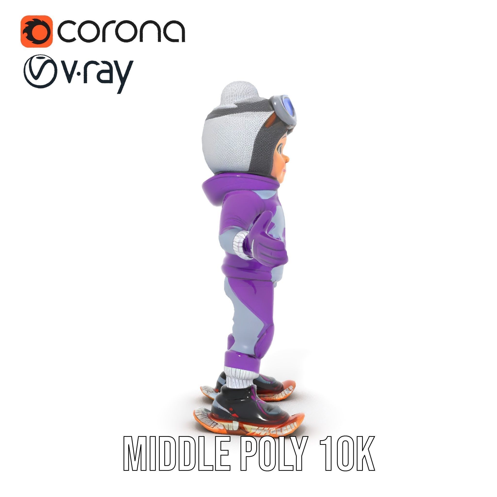 Winter Adventure Kid Rigged and Animated D Character Model Low-poly 3D model_21