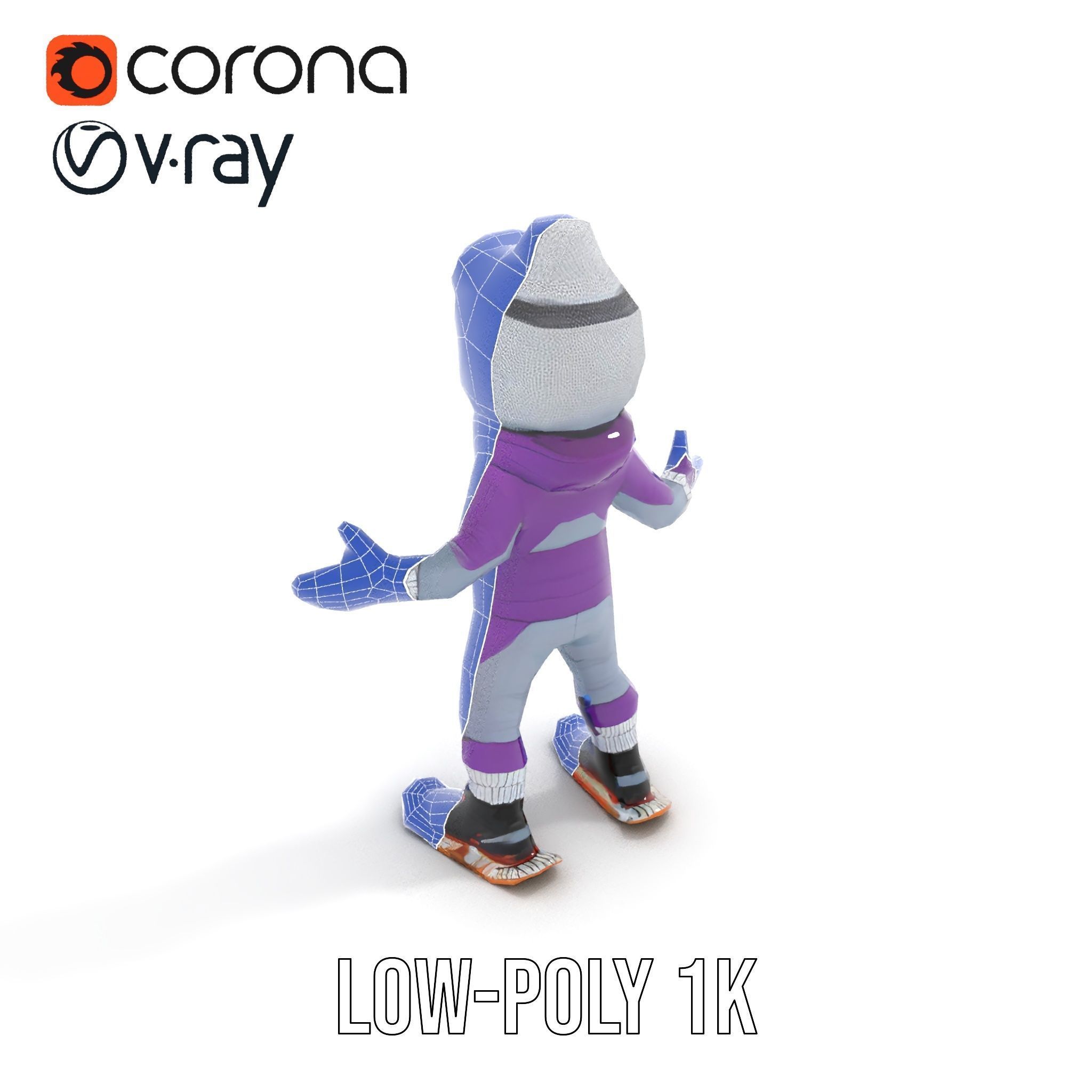 Winter Adventure Kid Rigged and Animated D Character Model Low-poly 3D model_14