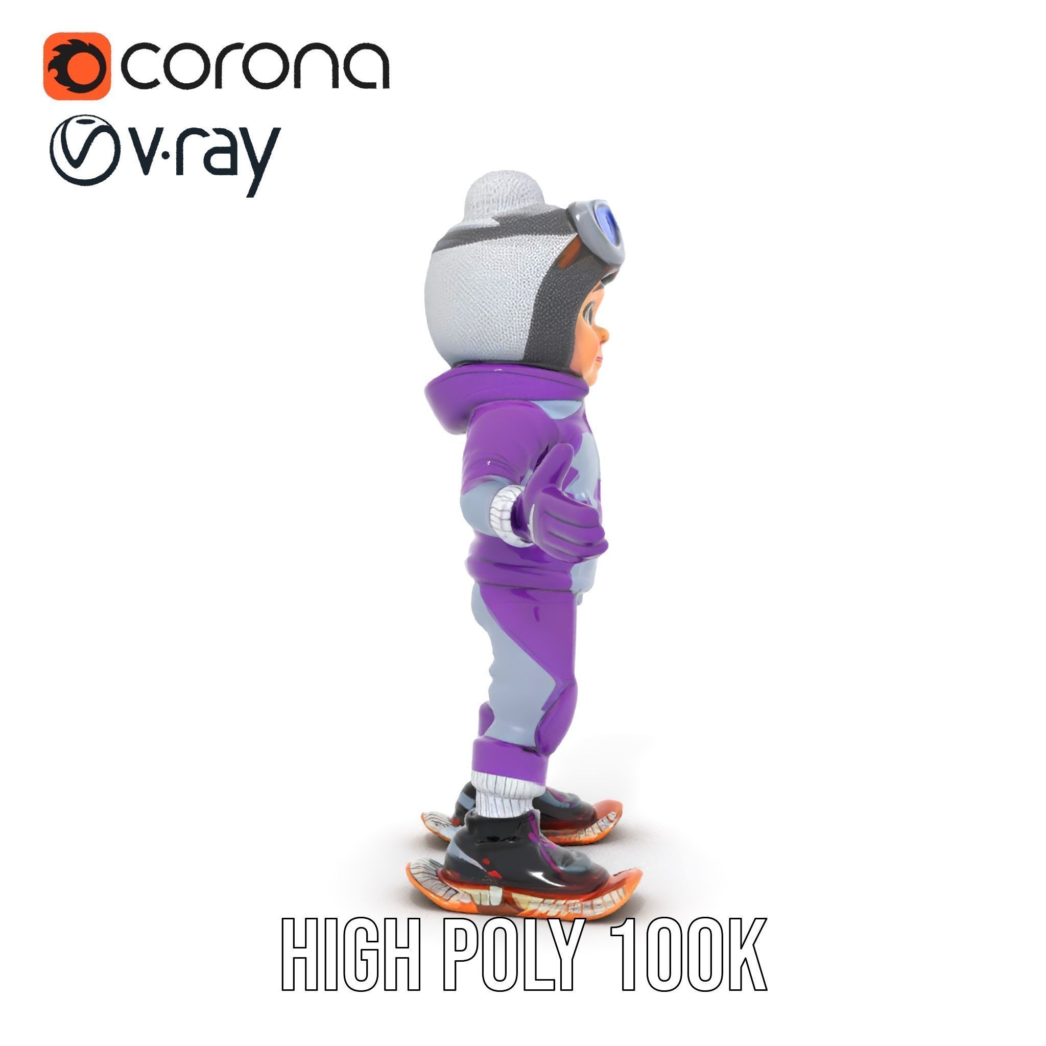 Winter Adventure Kid Rigged and Animated D Character Model Low-poly 3D model_36