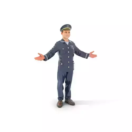 Young Pilot Character Model Rigged and Animated Low-poly 3D model