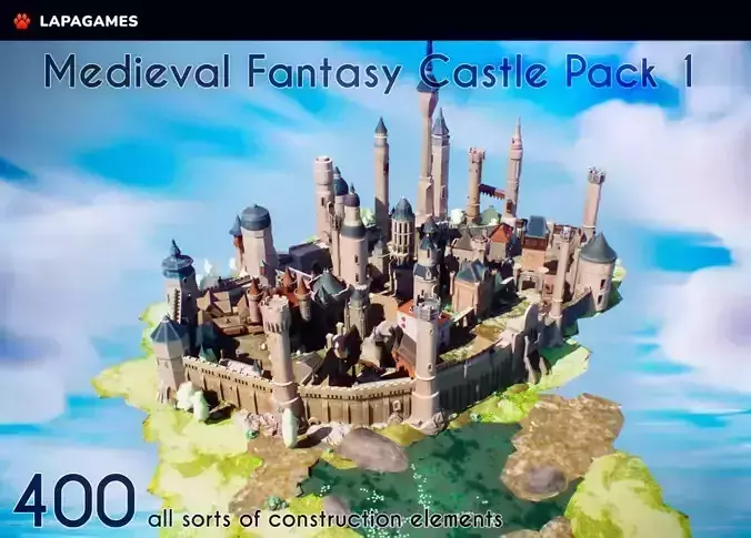 Medieval Fantasy Castle Pack 400 Pieces 3D model