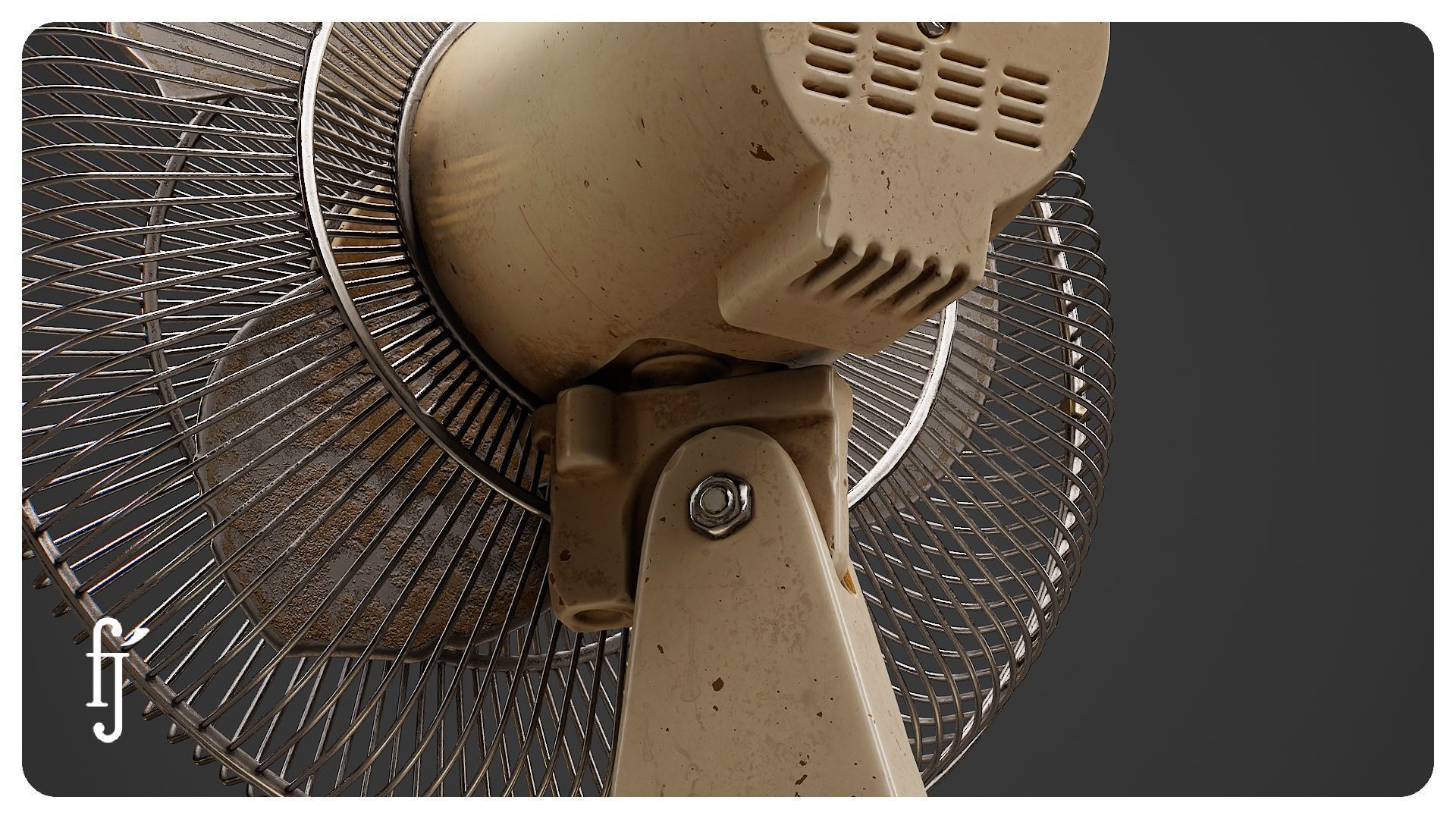 Retro Oscillating Table Fan with Guard 3D model_9