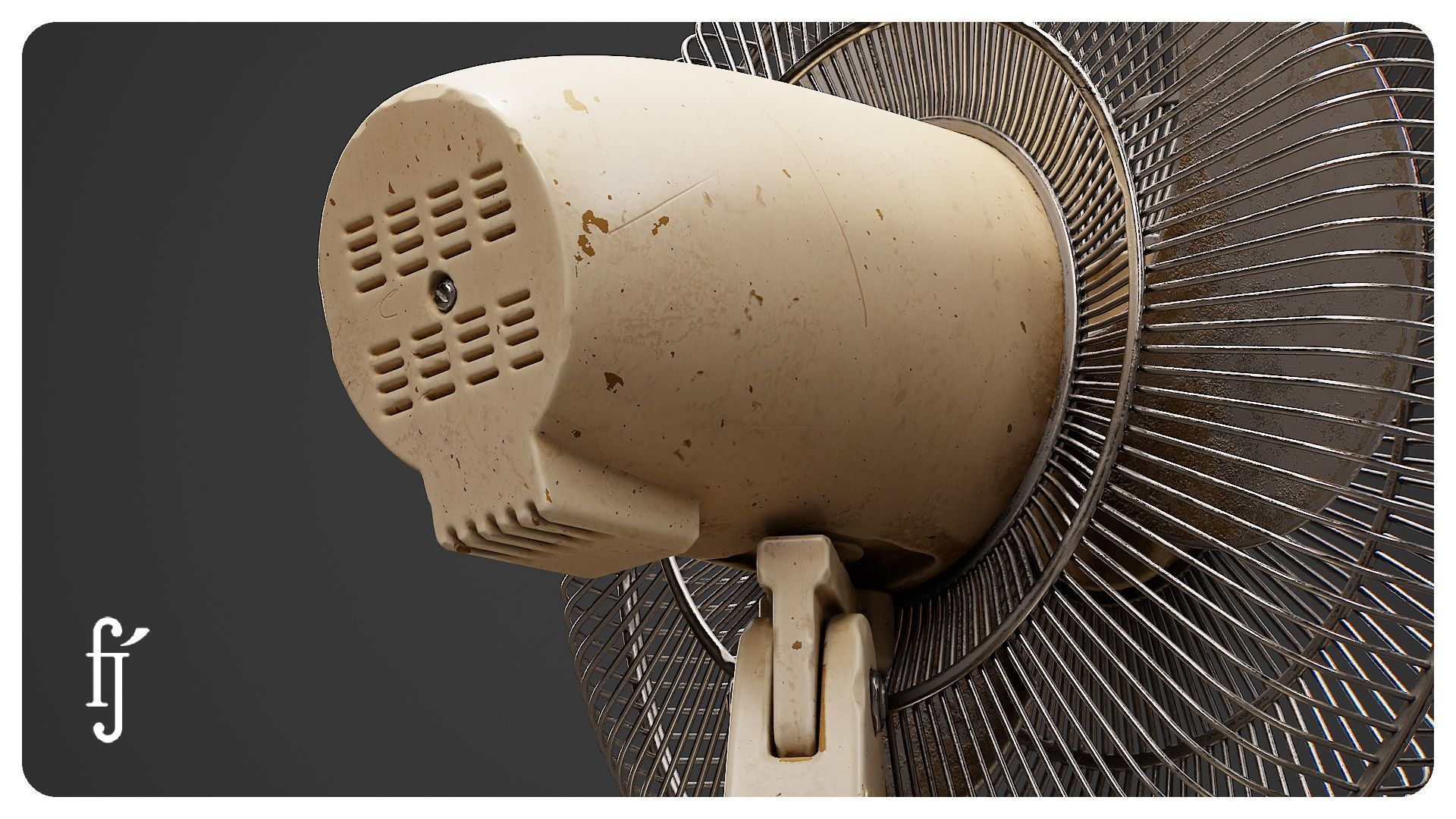 Retro Oscillating Table Fan with Guard 3D model_10