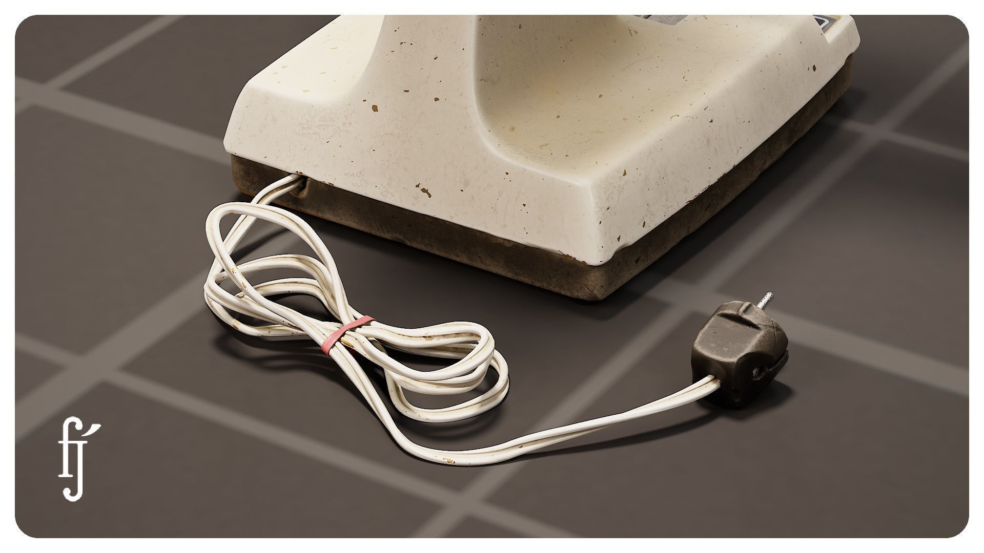 Retro Oscillating Table Fan with Guard 3D model_7