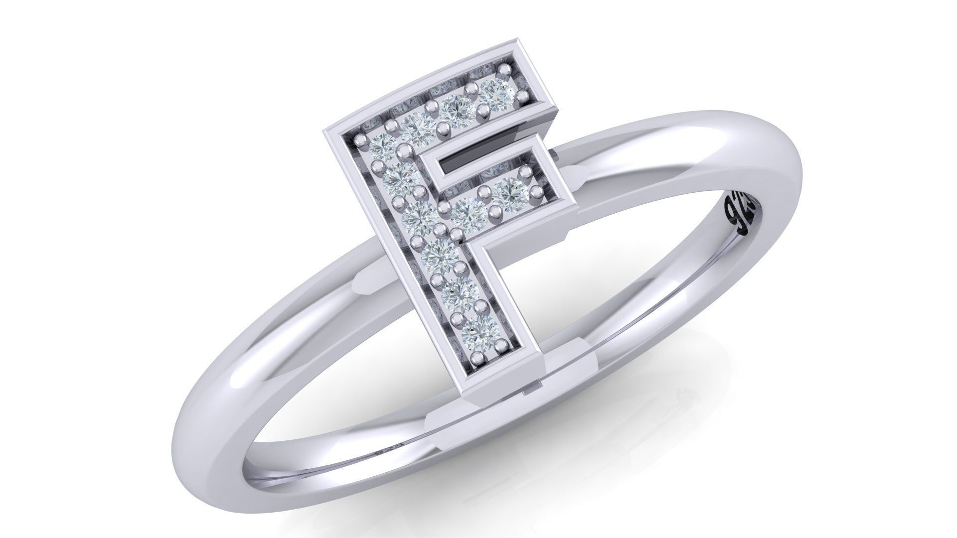 Bold Alphabet Ring 3D Model Collection_12