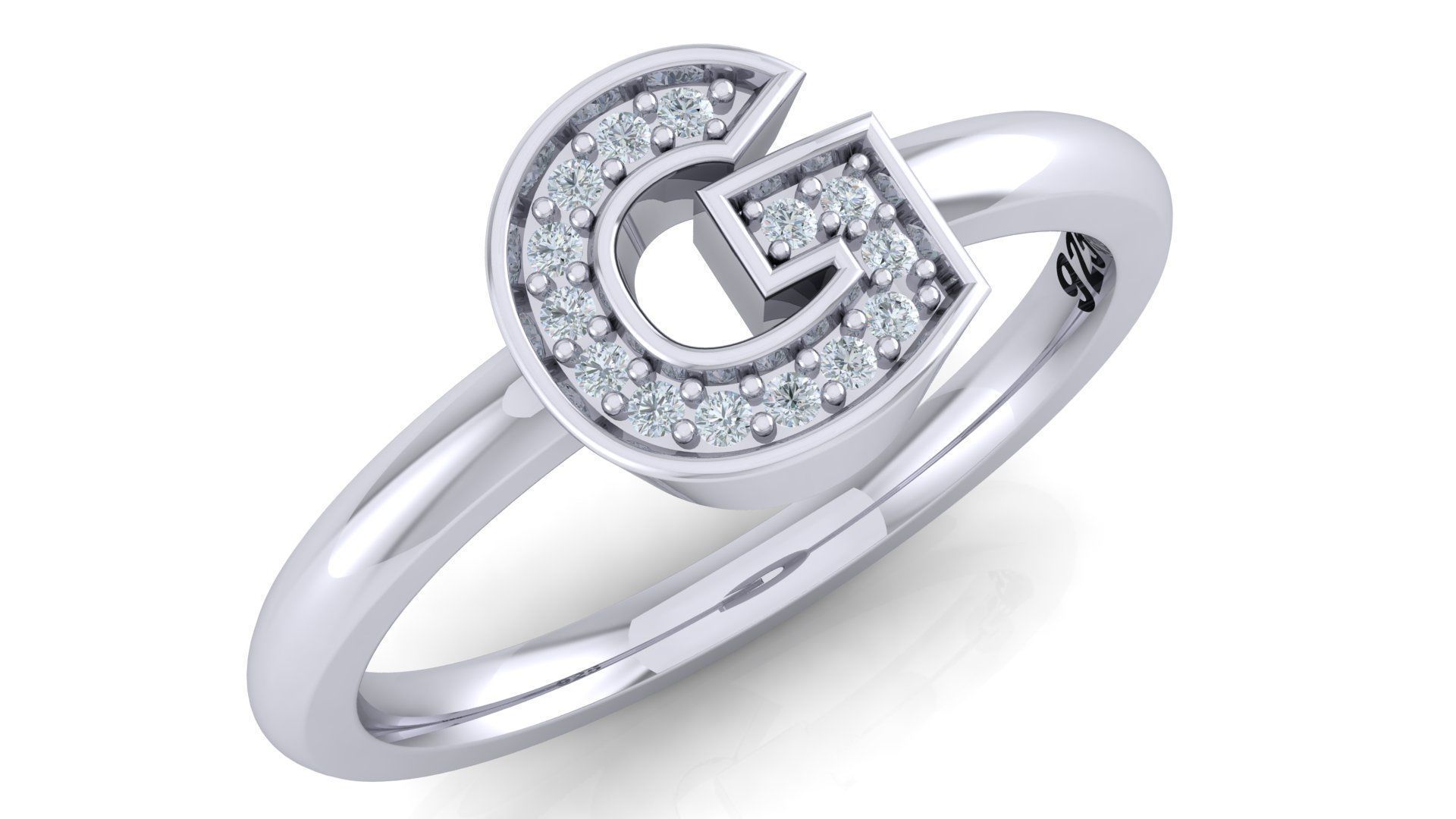 Bold Alphabet Ring 3D Model Collection_13