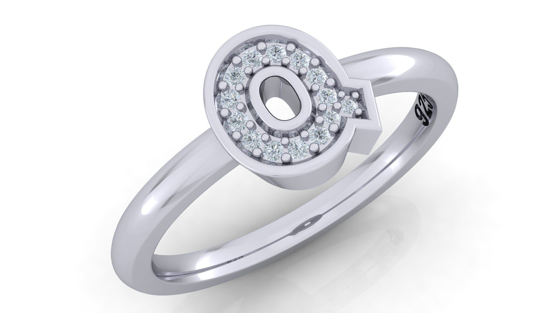 Bold Alphabet Ring 3D Model Collection_23