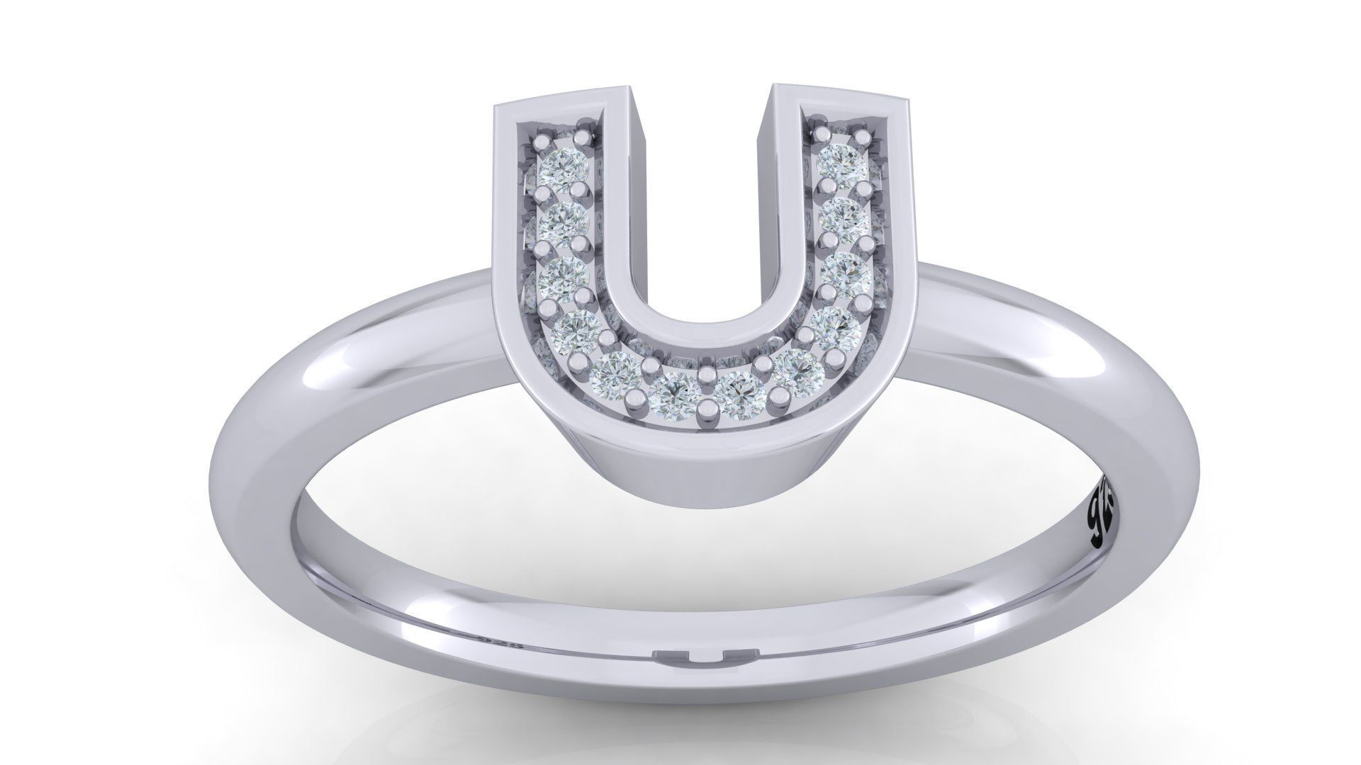 Bold Alphabet Ring 3D Model Collection_26