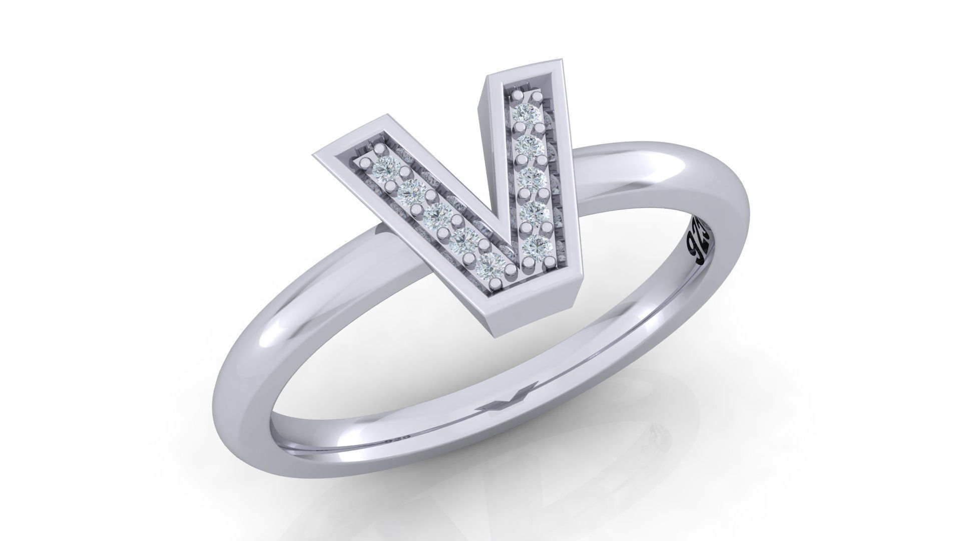 Bold Alphabet Ring 3D Model Collection_27