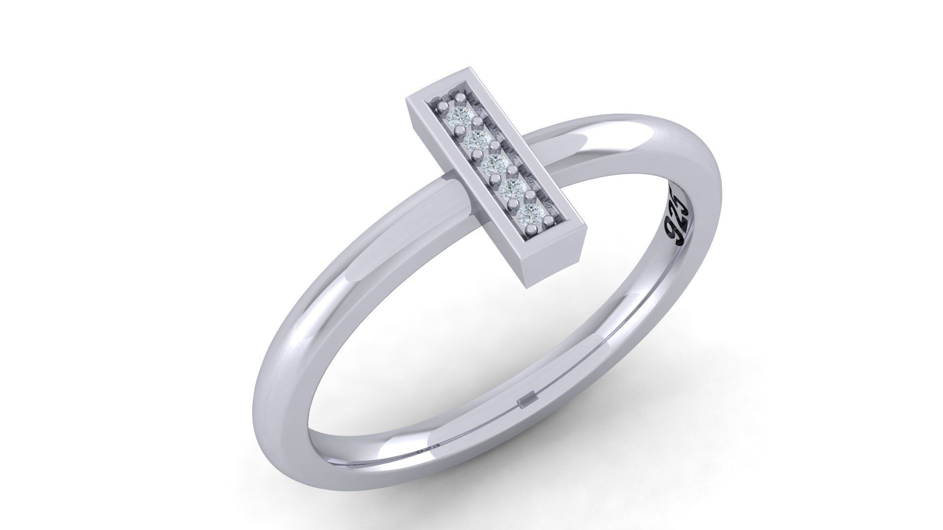 Bold Alphabet Ring 3D Model Collection_15