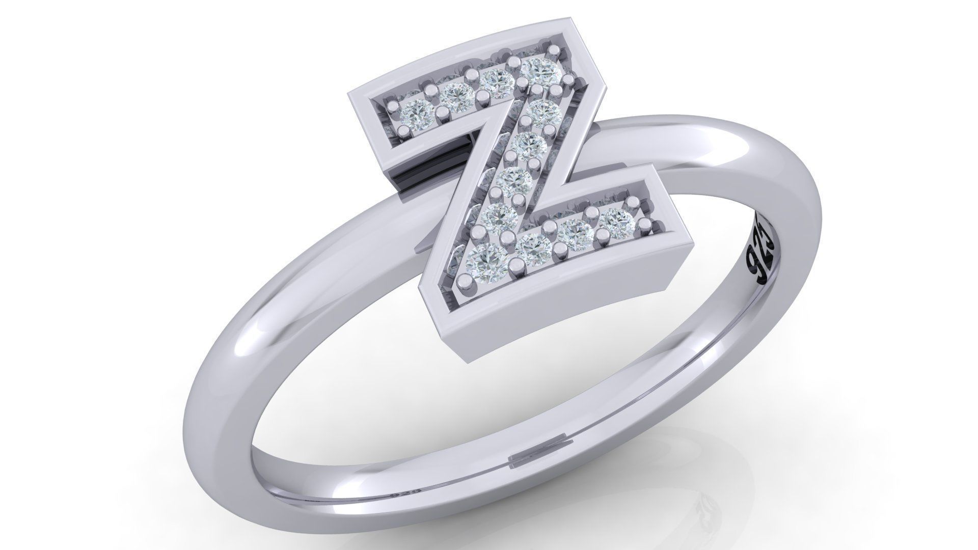 Bold Alphabet Ring 3D Model Collection_6