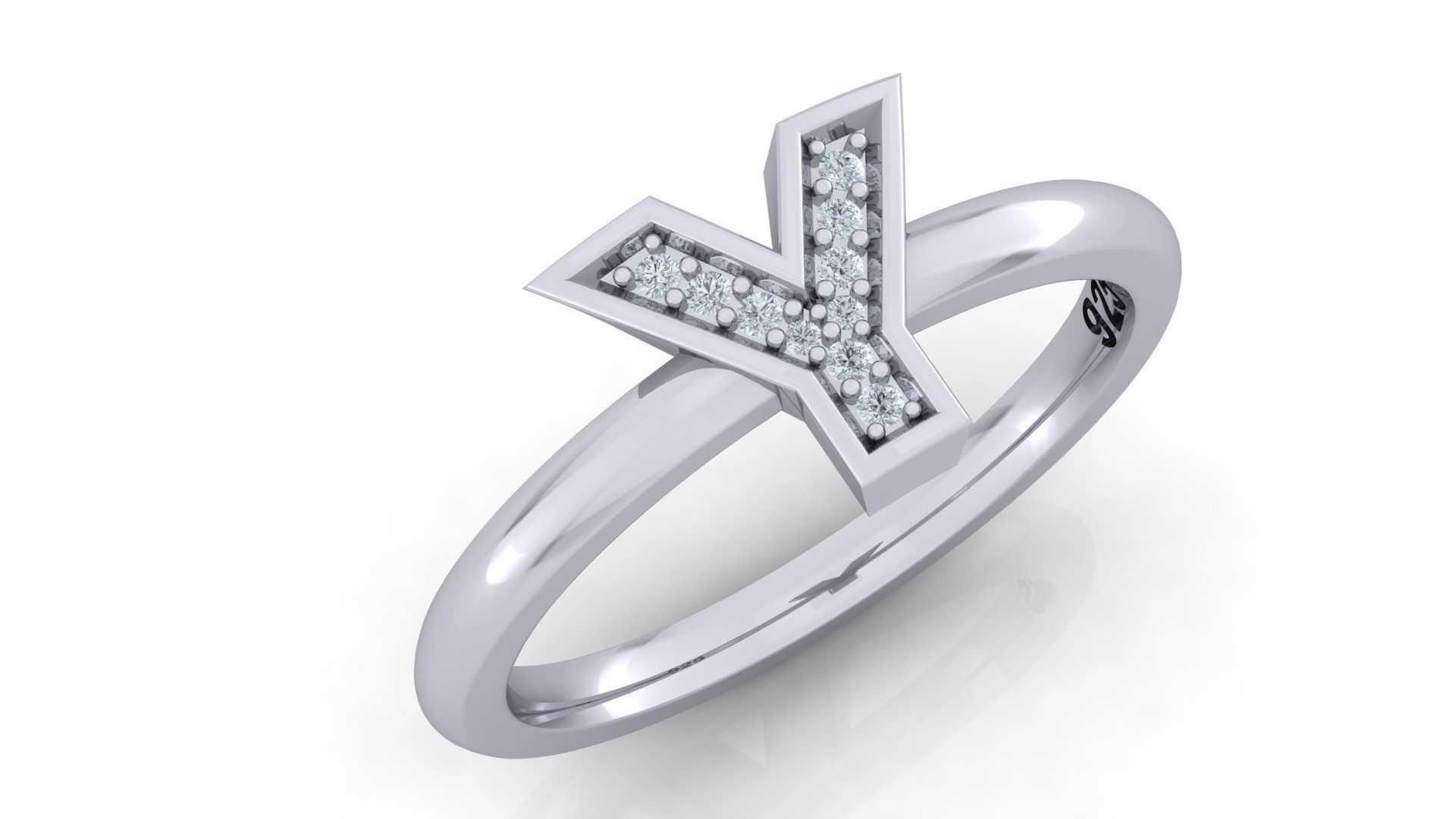 Bold Alphabet Ring 3D Model Collection_30