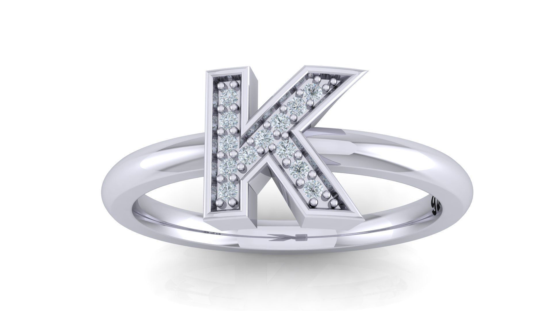 Bold Alphabet Ring 3D Model Collection_17
