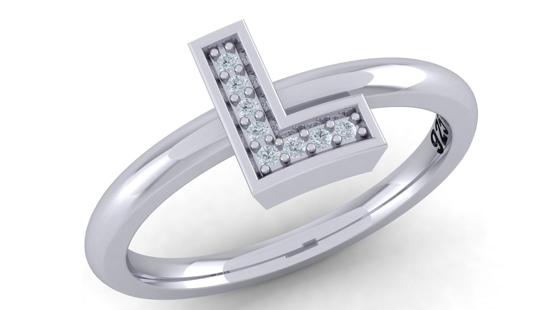 Bold Alphabet Ring 3D Model Collection_18