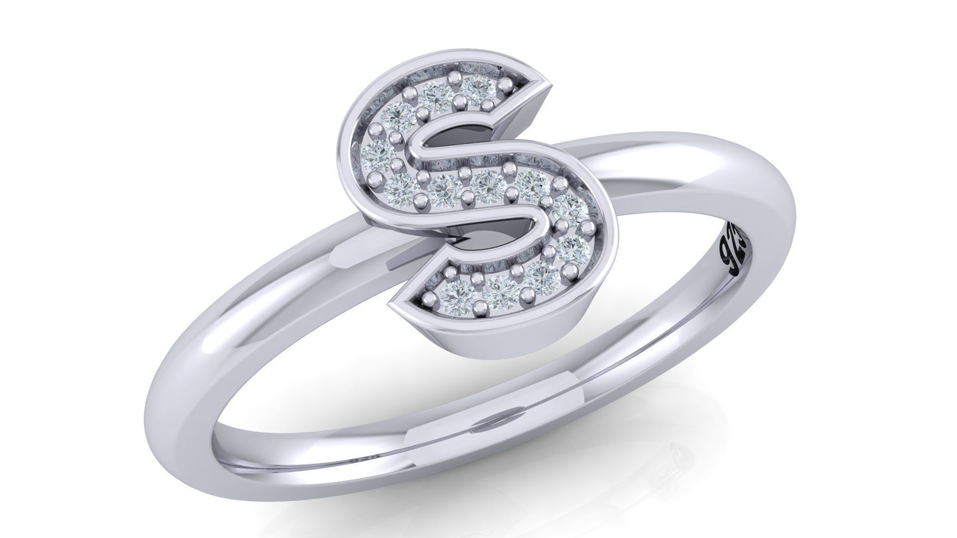 Bold Alphabet Ring 3D Model Collection_25