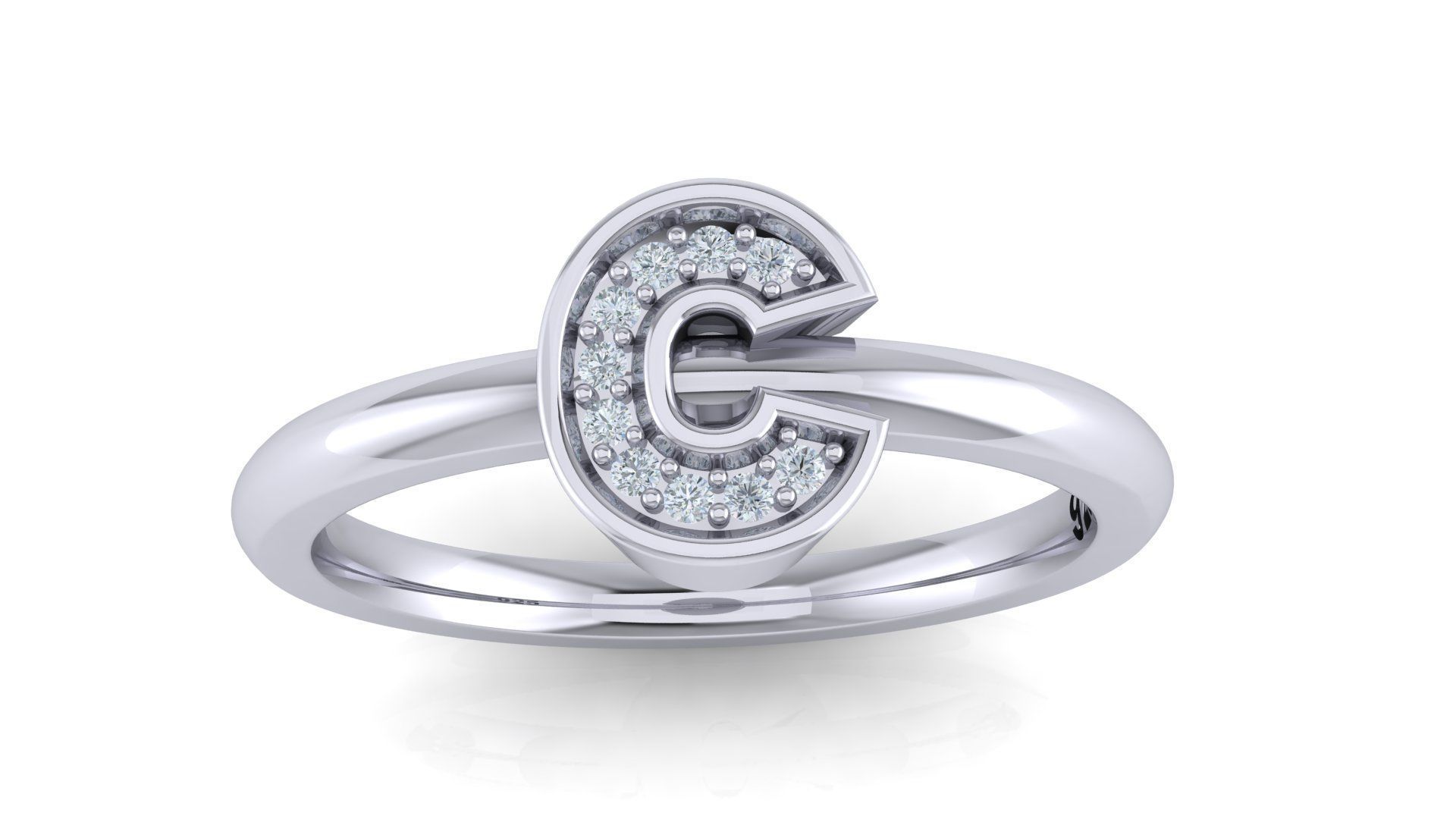 Bold Alphabet Ring 3D Model Collection_9