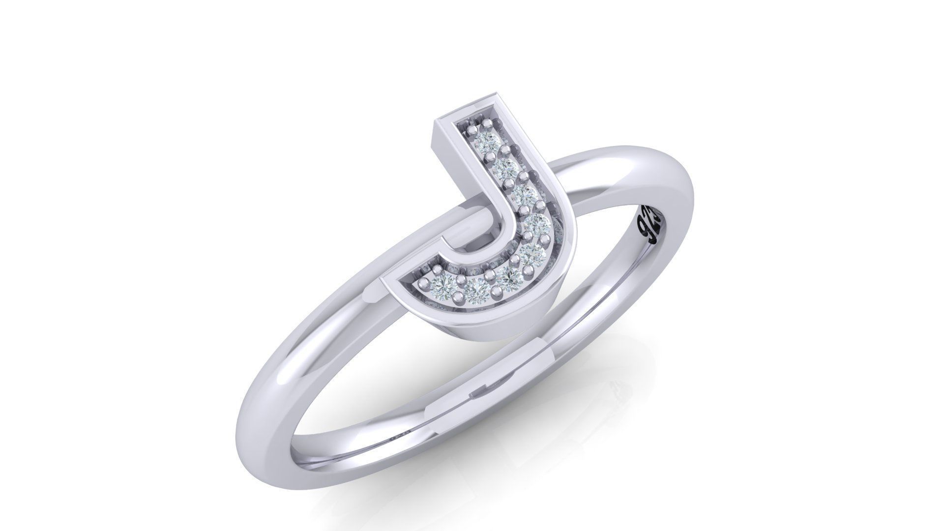 Bold Alphabet Ring 3D Model Collection_16