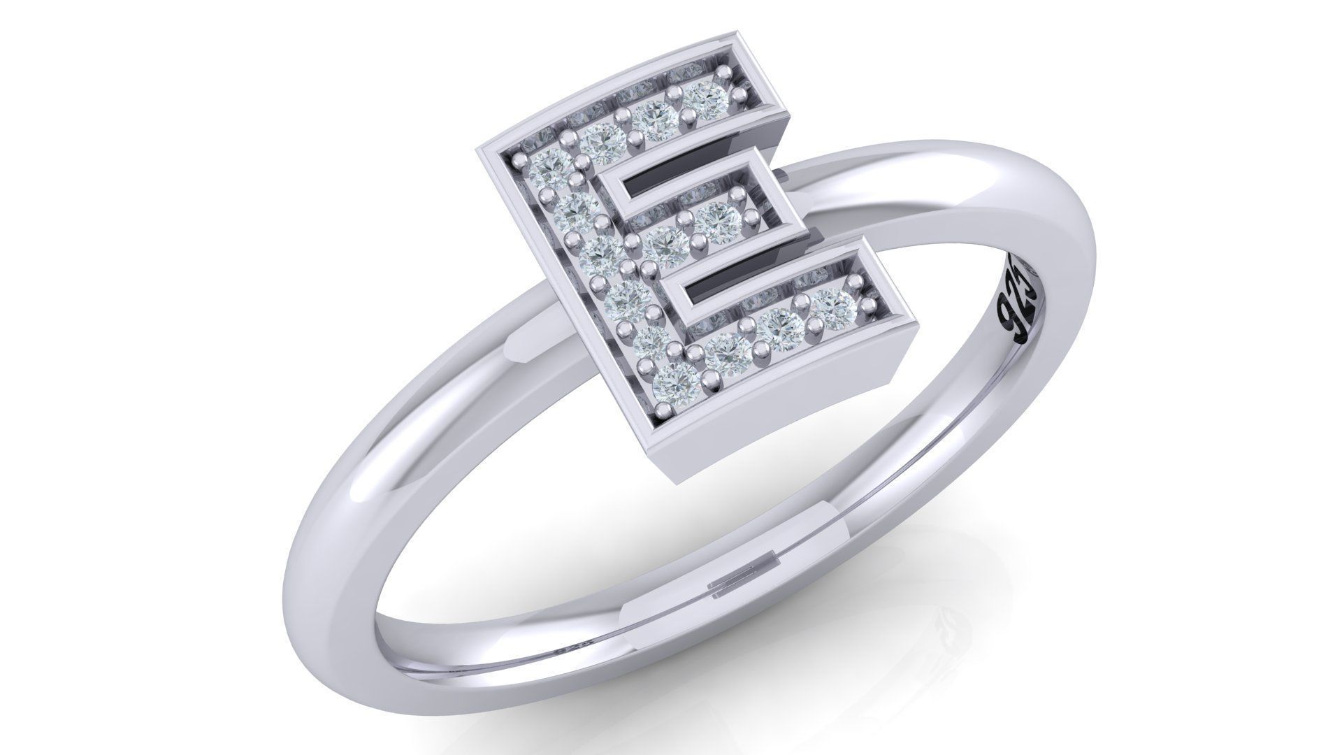Bold Alphabet Ring 3D Model Collection_11