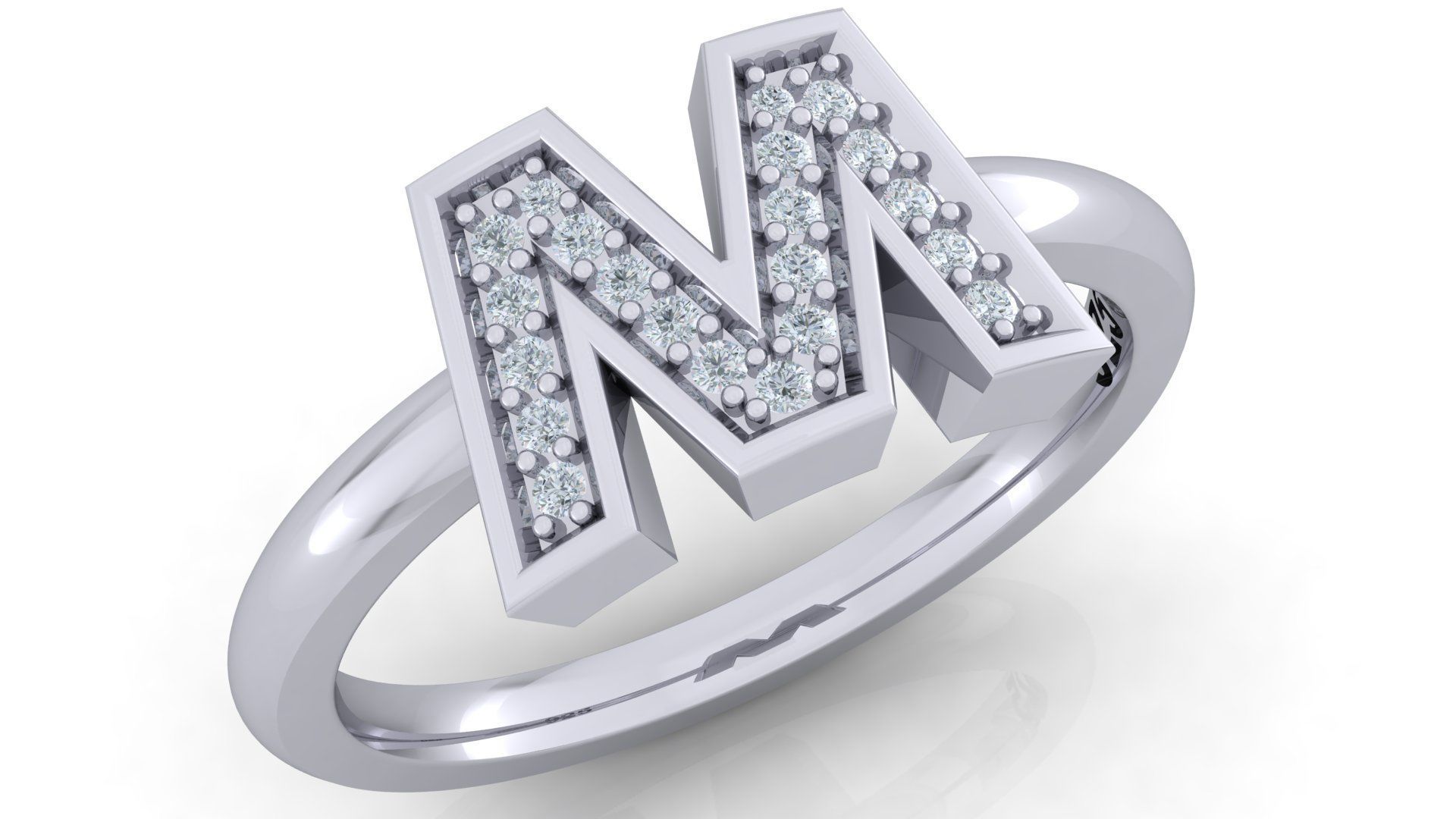 Bold Alphabet Ring 3D Model Collection_19
