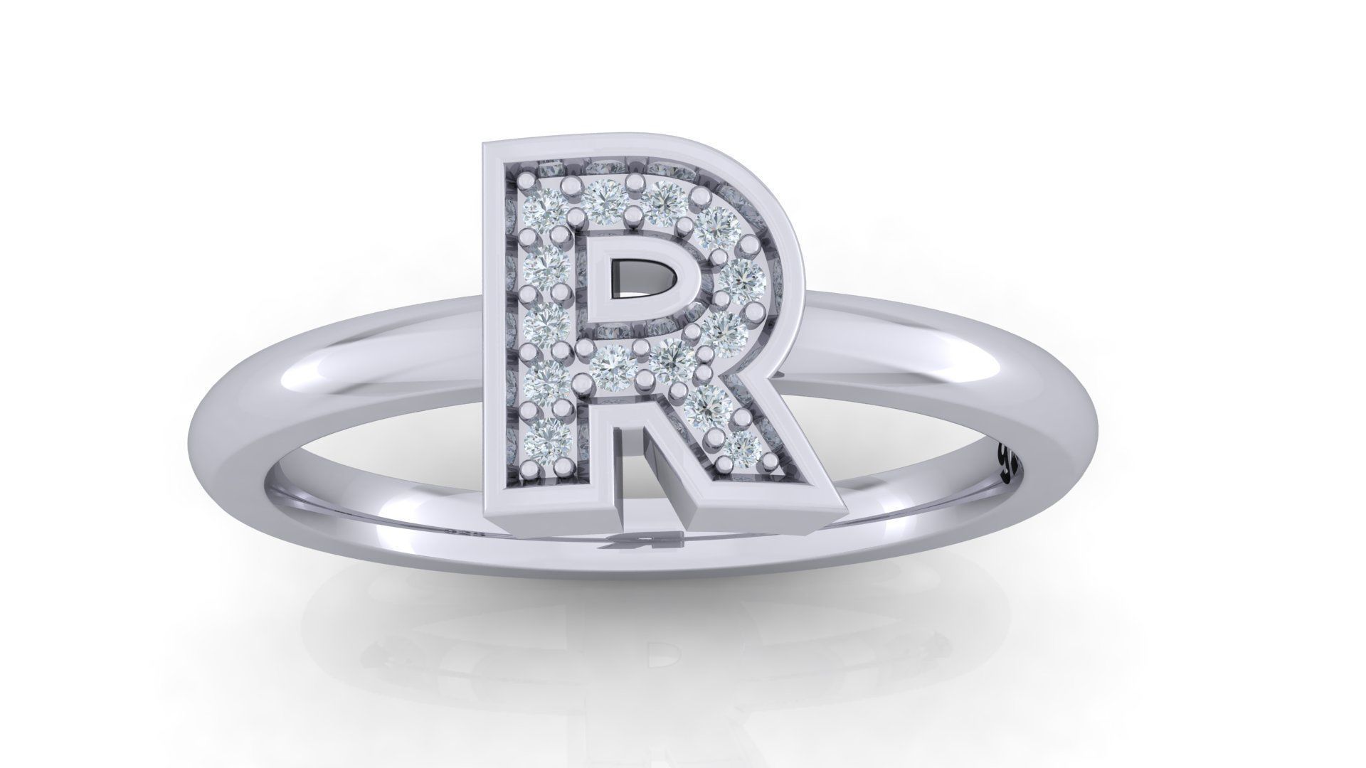 Bold Alphabet Ring 3D Model Collection_24