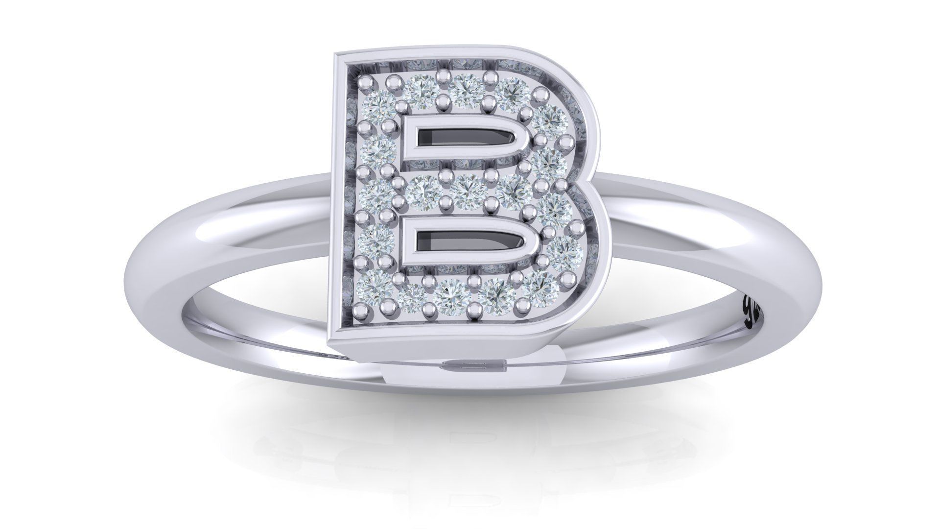 Bold Alphabet Ring 3D Model Collection_8