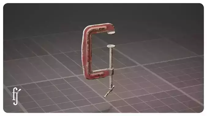 Red C-Clamp Workshop Tool 3D model