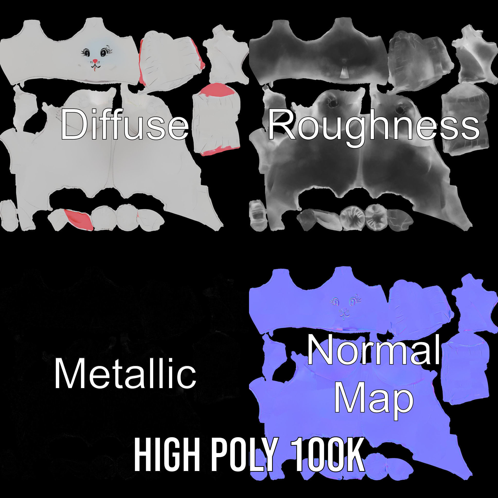 Inflatable Bunny Toy D Model Pack Low-poly 3D model_3