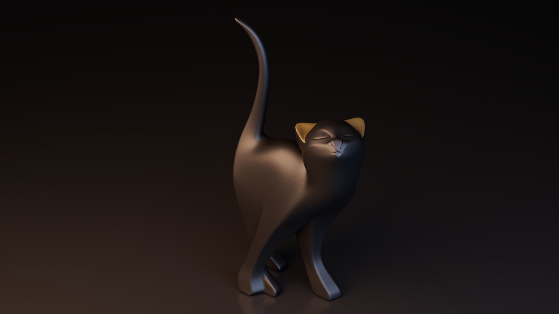 Stylized Black Cat Sculptures Low-poly 3D model_3