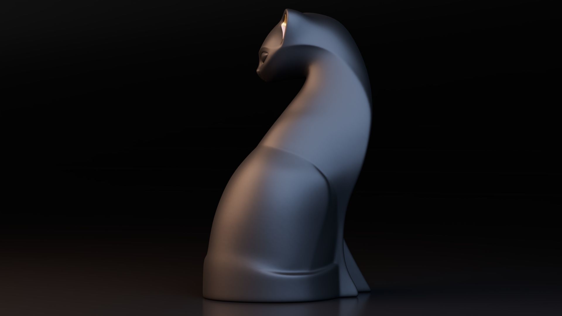 Stylized Black Cat Sculptures Low-poly 3D model_7