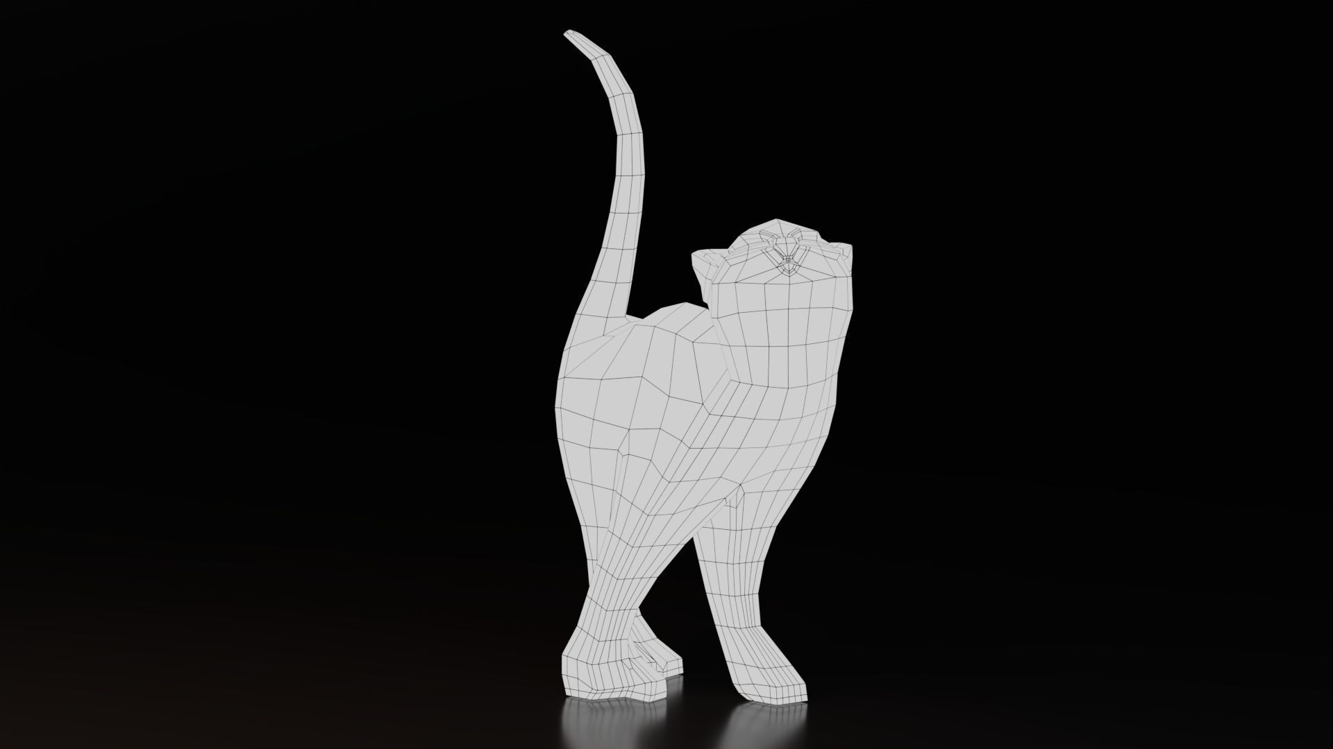 Stylized Black Cat Sculptures Low-poly 3D model_9