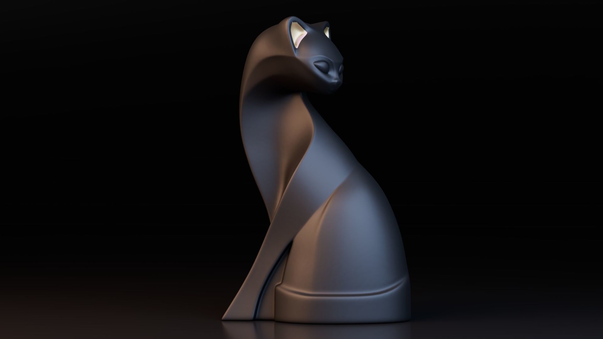 Stylized Black Cat Sculptures Low-poly 3D model_5