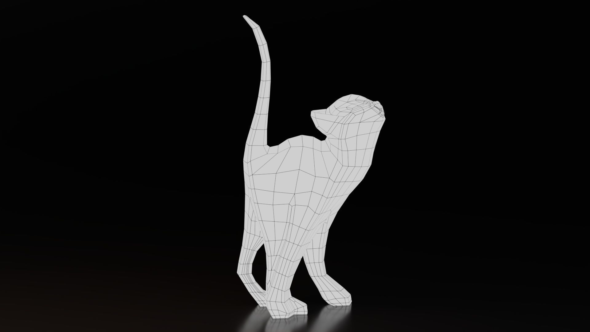 Stylized Black Cat Sculptures Low-poly 3D model_10