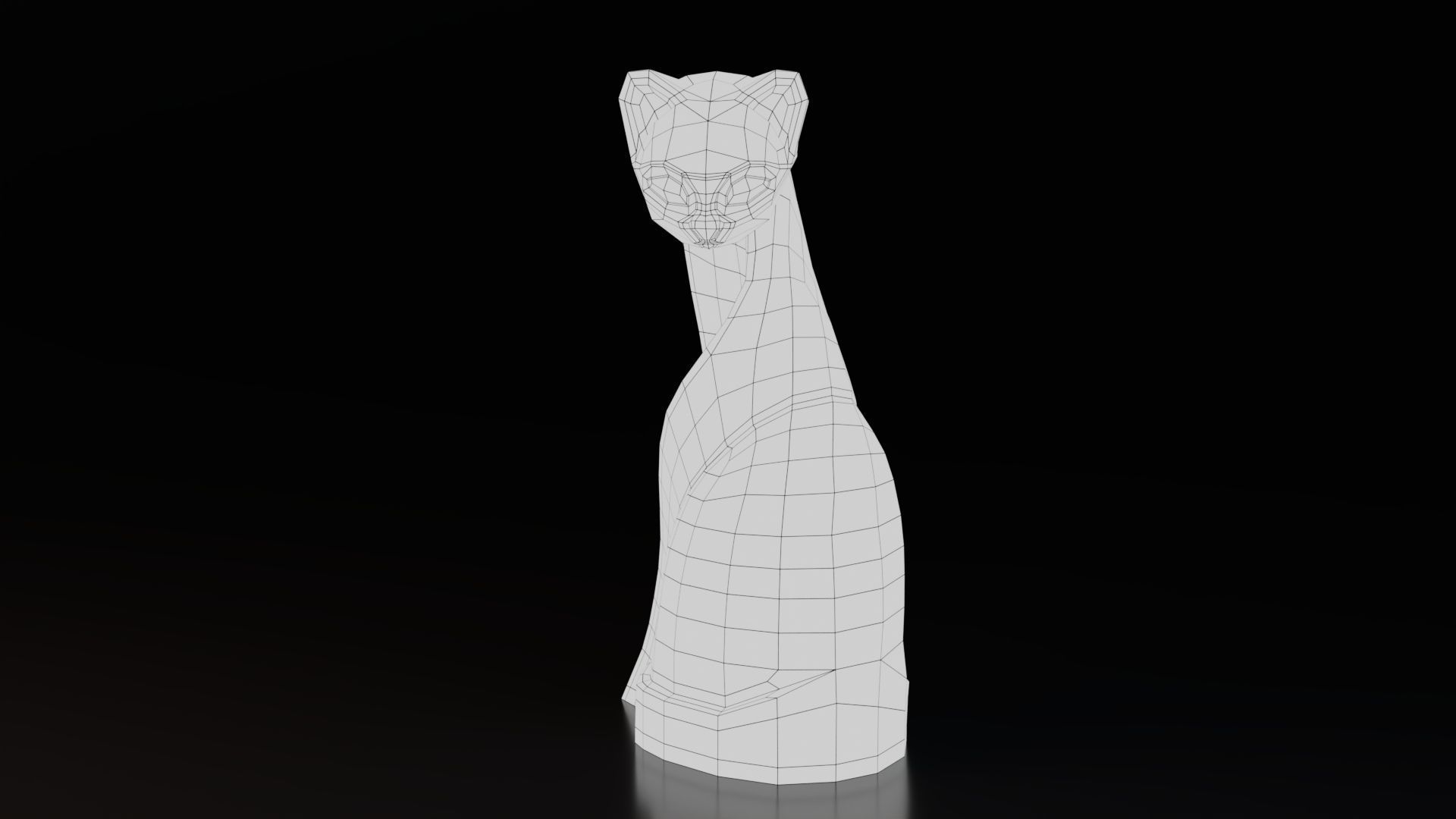 Stylized Black Cat Sculptures Low-poly 3D model_8