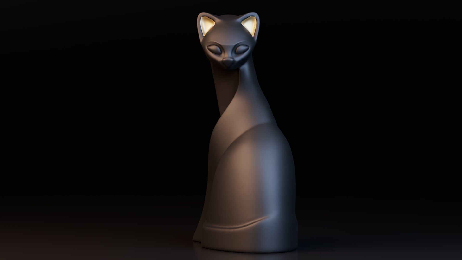 Stylized Black Cat Sculptures Low-poly 3D model_6